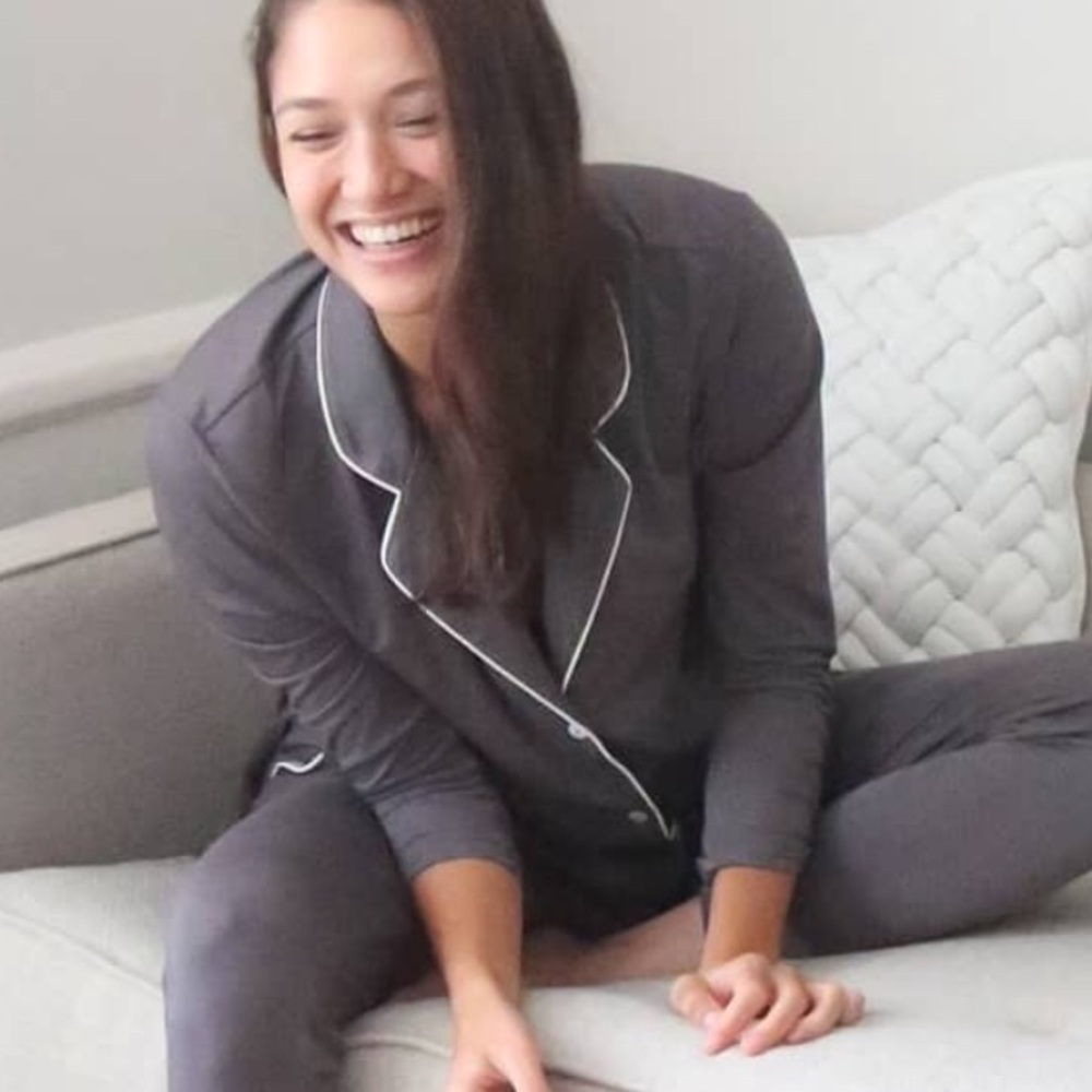 SOLD Recliner NYC NWT Navy Blue, Slate Grey Long Sleeve Button Up PJ Top